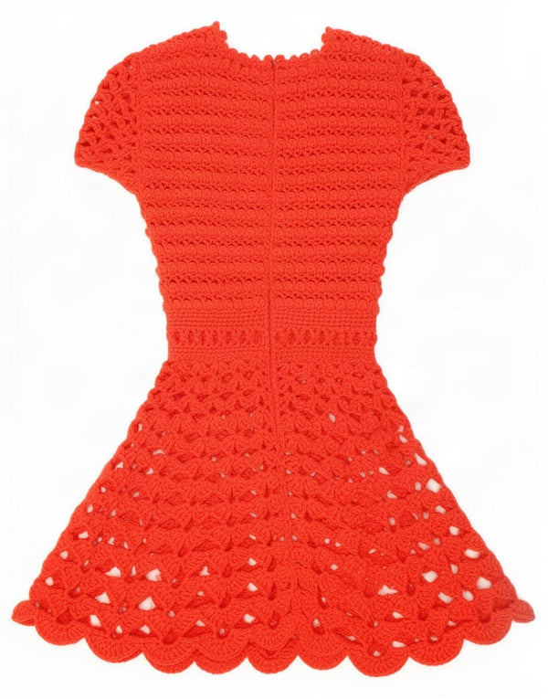 Abito maglione vintage da donna a maniche corte all'uncinetto UK 10 piccolo rosso