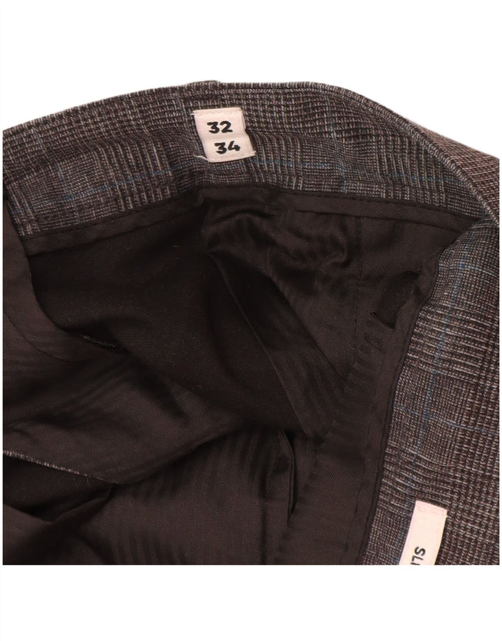 Pantaloni chino slim da uomo Jack & Jones W32 L34 poliestere pied de poule grigio