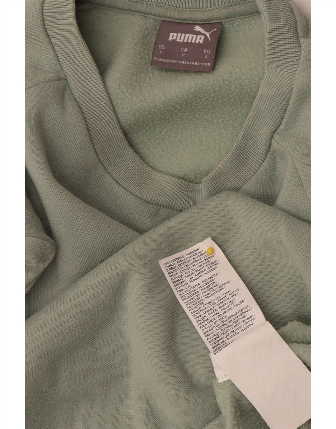 Felpa corta oversize da donna Puma UK 10 Small Green Cotton