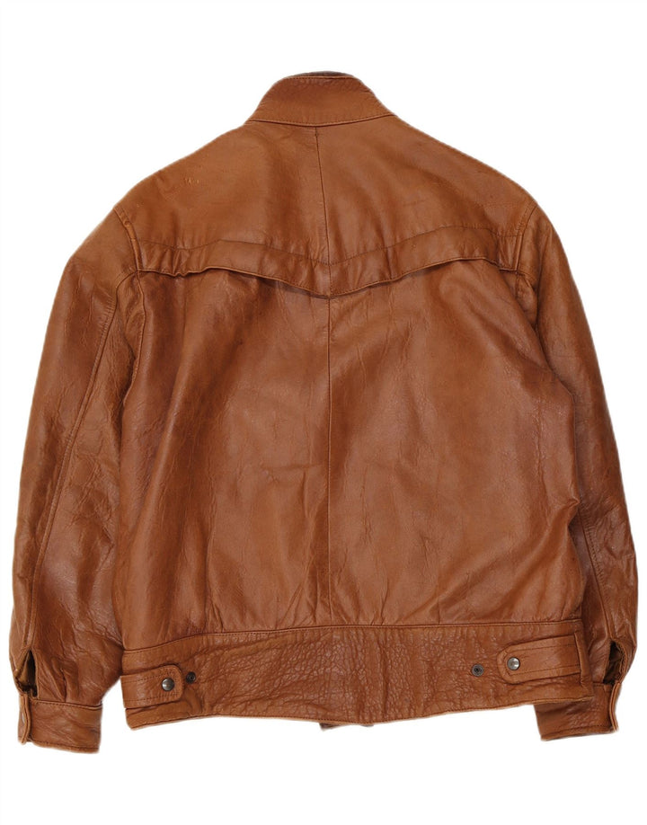 Giacca in pelle vintage da uomo EU 52 grande marrone