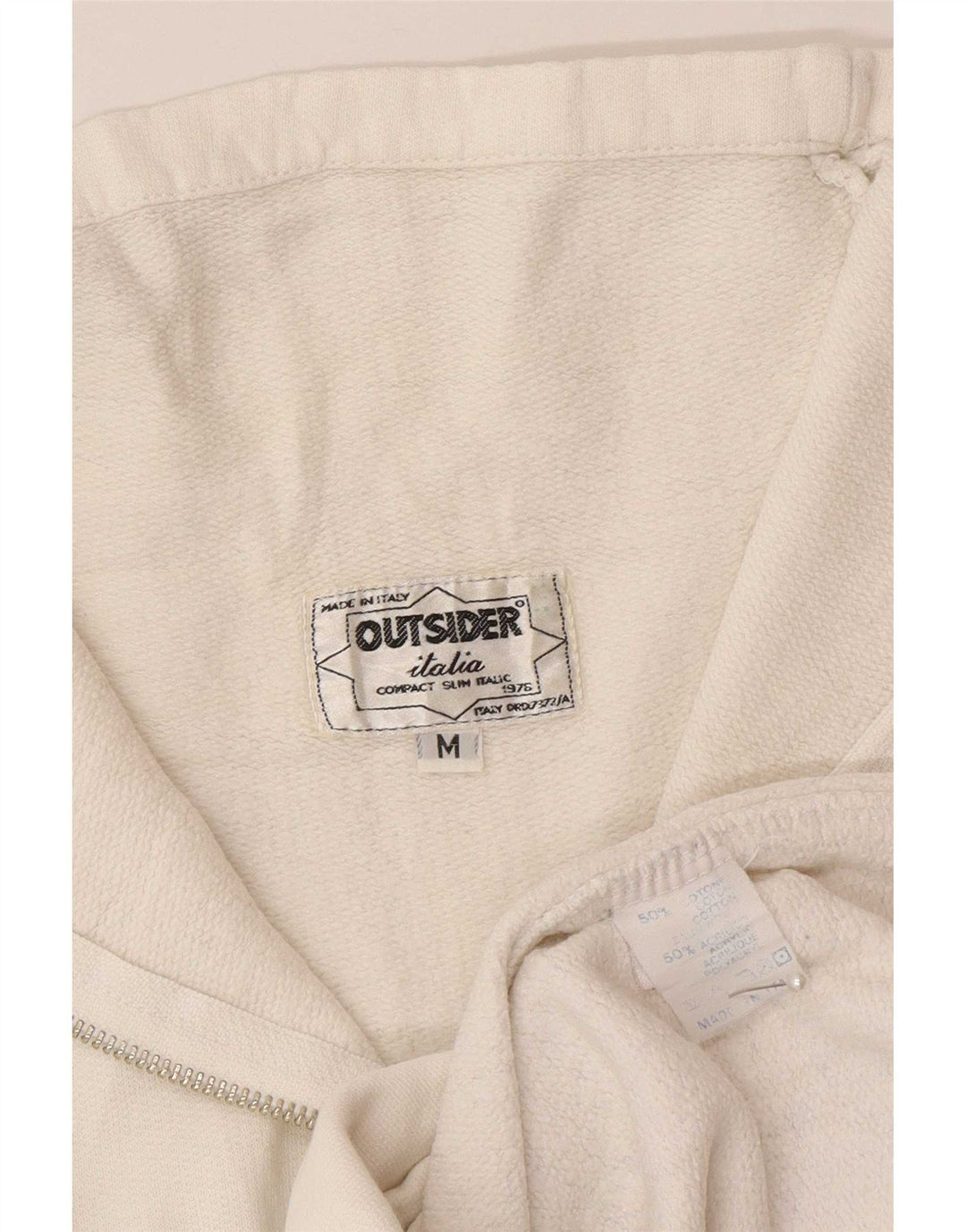 Felpa con zip grafica da uomo Outsider, maglione, cotone bianco medio