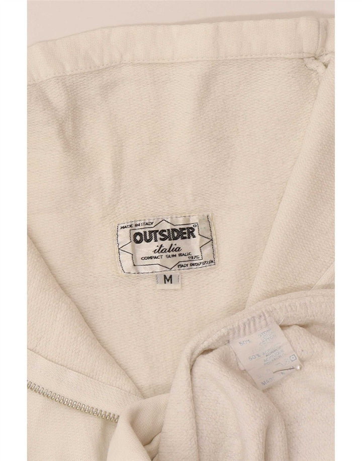 Felpa con zip grafica da uomo Outsider, maglione, cotone bianco medio