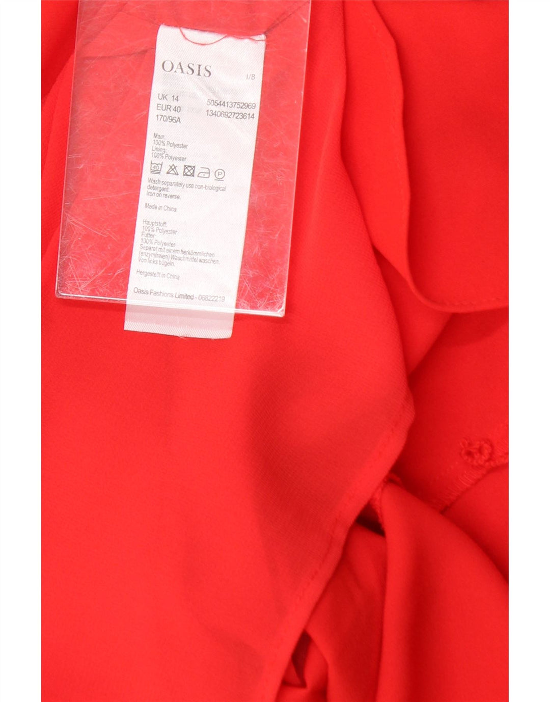 OASIS Womens 3/4 Sleeve Maxi Dress UK 14 Medium Red Polyester Vintage Oasis and Second-Hand Oasis from Messina Hembry 