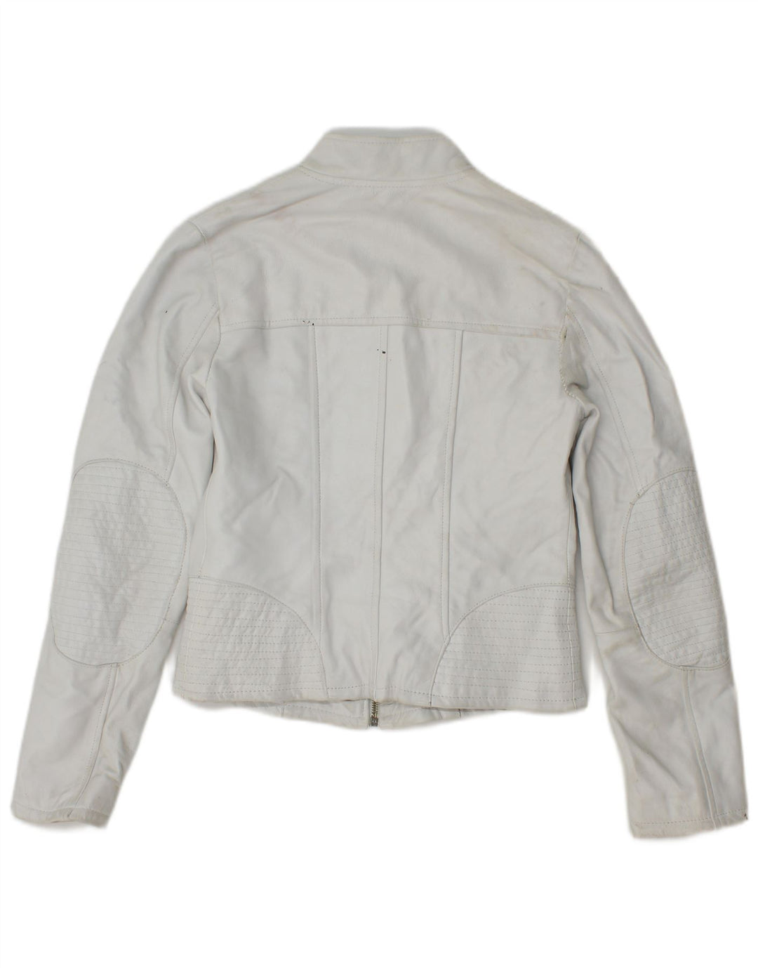 Giacca in pelle corta da donna vintage IT 40 piccola in pelle bianca