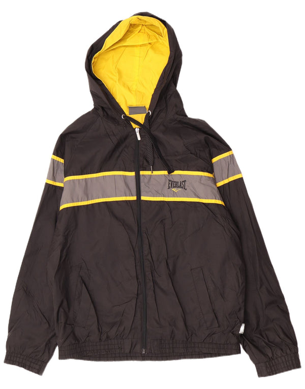 Everlast Giacca antipioggia da uomo con cappuccio UK 42 XL Nero Colourblock Nylon Sports