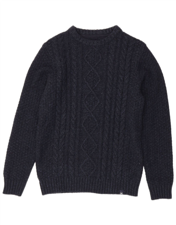 Maglione da uomo con scollo a barca Fat Face piccolo in lana blu navy