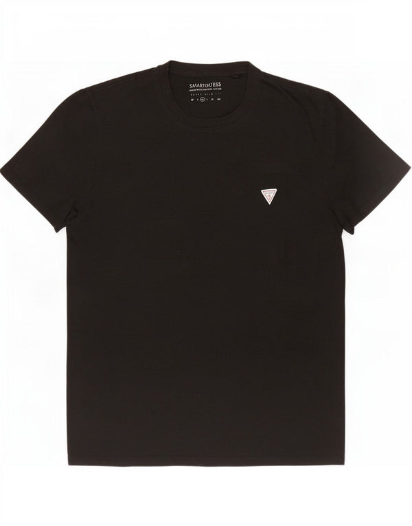 Guess T-shirt da uomo super slim fit top in cotone nero medio
