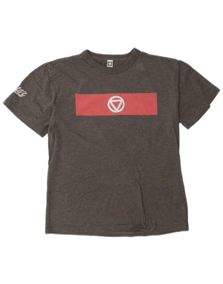 T-shirt grafica da uomo G-Star Raw Top grande in cotone grigio