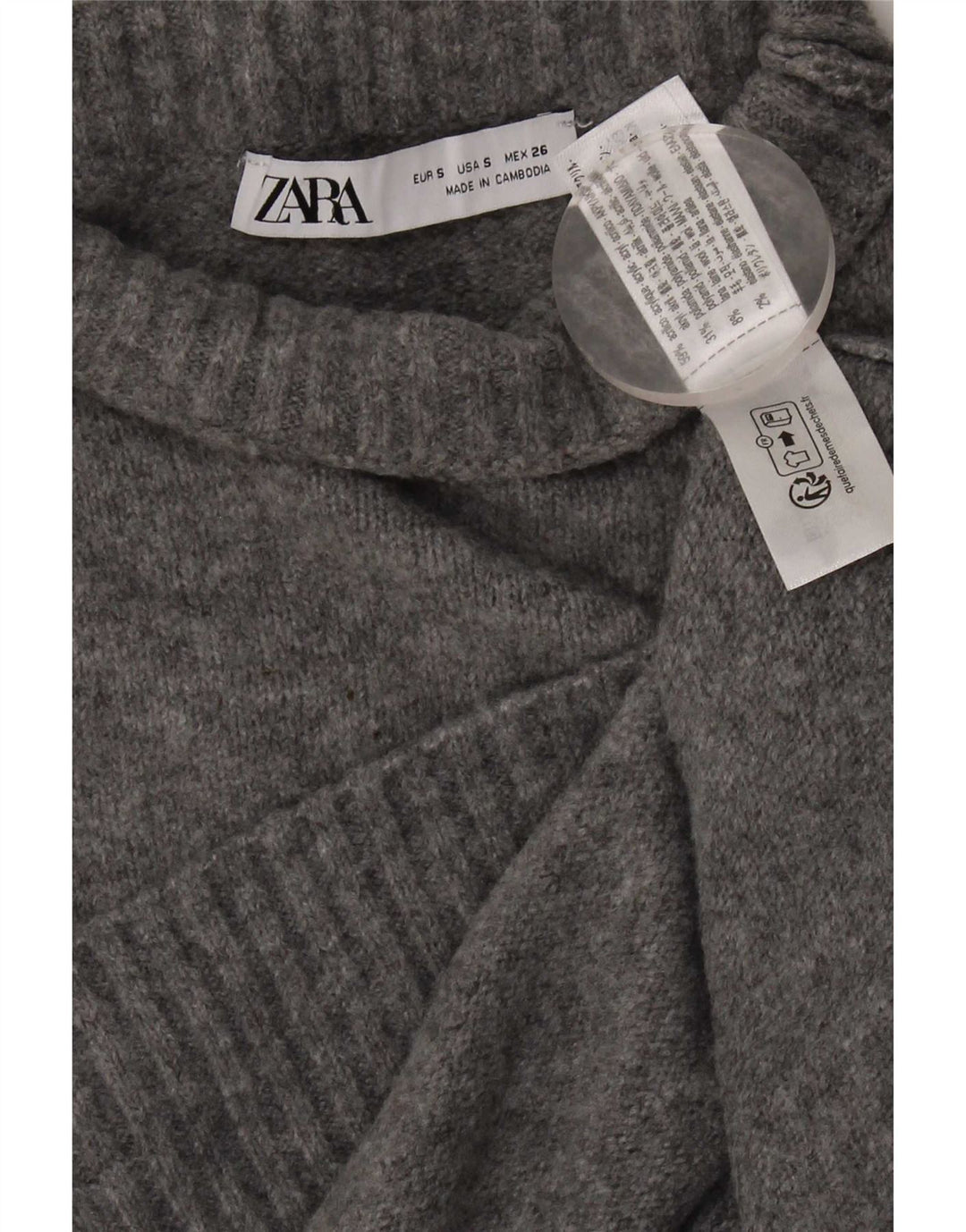 Maglione maglione oversize con collo dolcevita da donna Zara UK 10 piccolo acrilico grigio