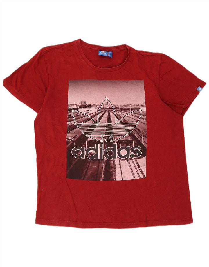 T-shirt grafica da uomo Adidas grande rossa