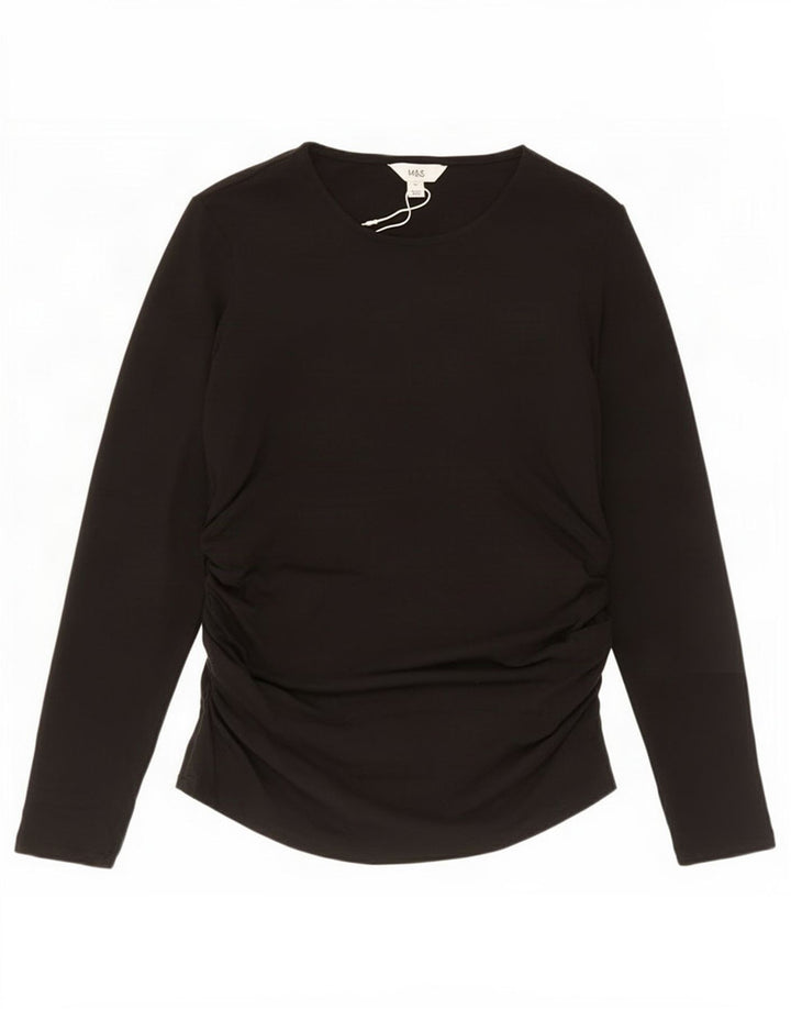 Marks & Spencer Top da donna a maniche lunghe UK 16 Large Nero Acrilico