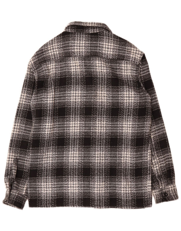 Camicia da uomo vintage in flanella, cotone medio a quadri neri