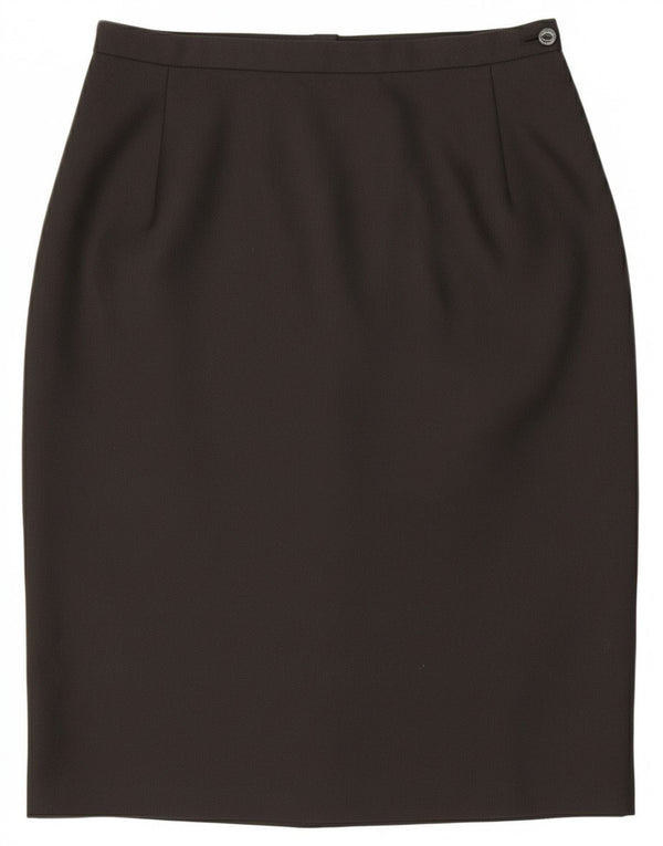 Gonna a tubino vintage da donna UK 14 media W28 poliestere nero