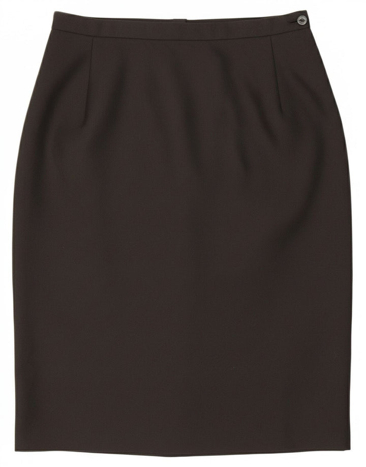 Gonna a tubino vintage da donna UK 14 media W28 poliestere nero