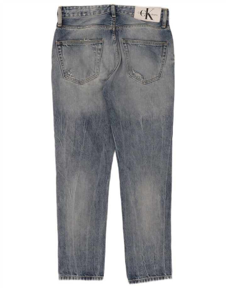 CALVIN KLEIN Jeans slim effetto consumato da donna W28 L28 cotone blu