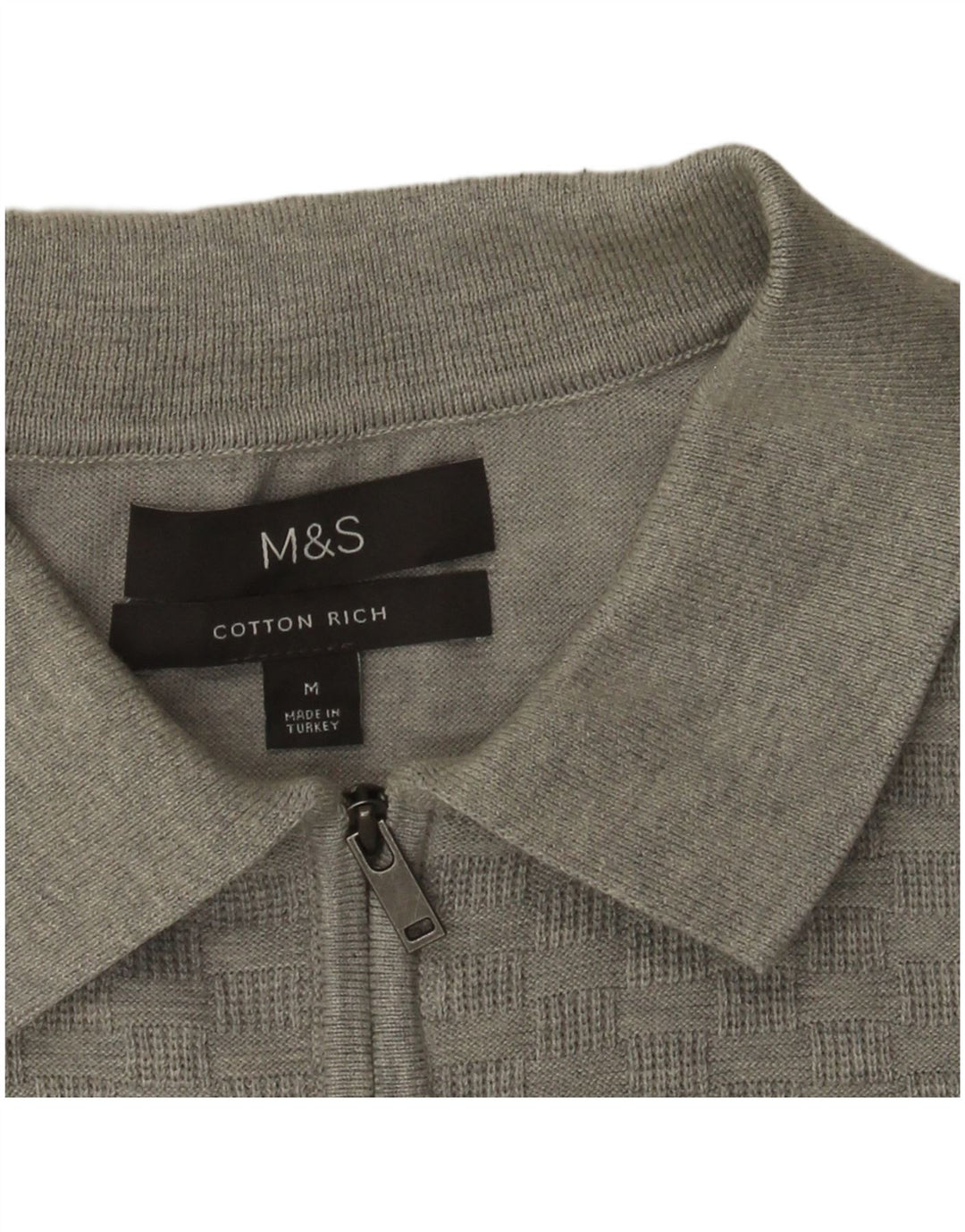 Maglione da uomo Marks & Spencer con collo alto in cotone geometrico grigio medio