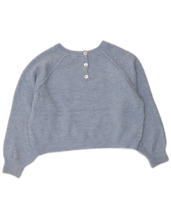 Maglione corto con scollo a barca da donna Zara UK 16 grande acrilico blu