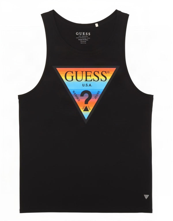 Canotta grafica da uomo Guess, cotone medio nero