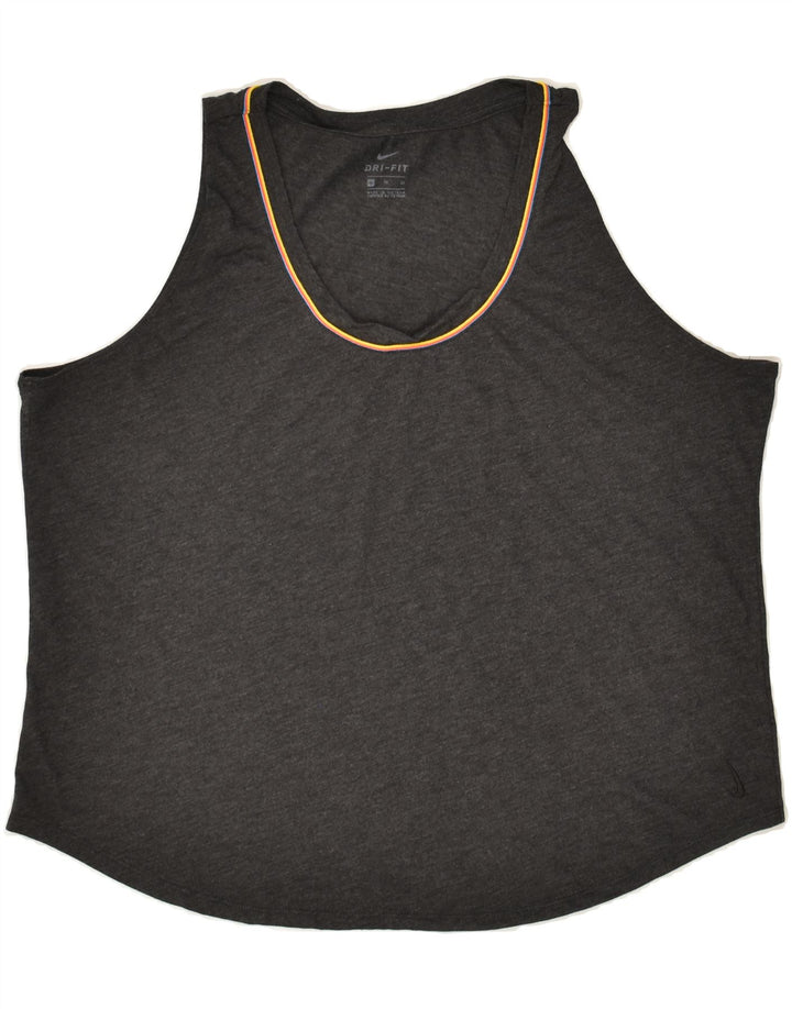 NIKE Womens Dri Fit Vest Top UK 18 XL Grey Flecked | Vintage Nike | Thrift | Second-Hand Nike | Used Clothing | Messina Hembry 