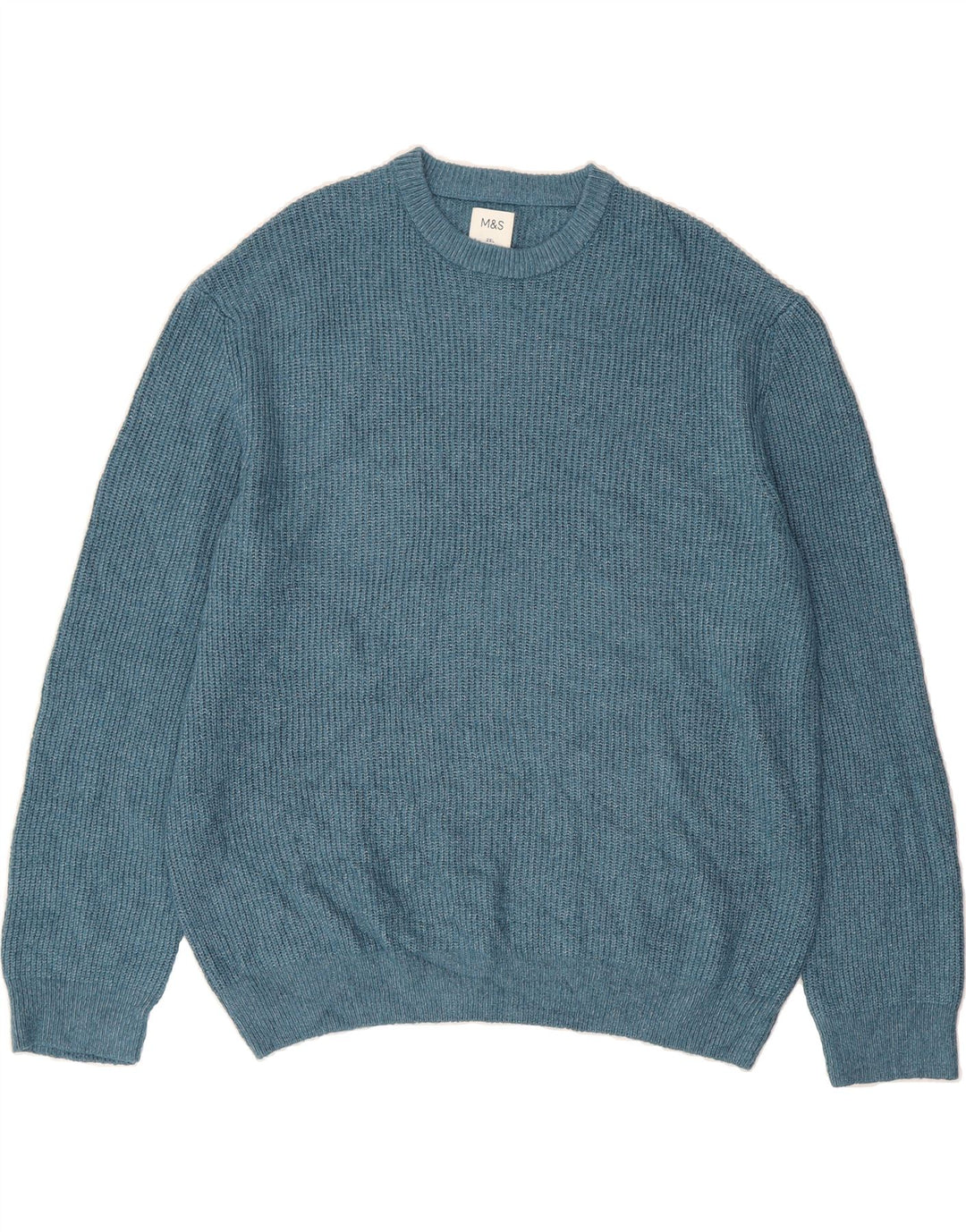 MARKS & SPENCER Mens Crew Neck Jumper Sweater 2XL Blue Polyamide Vintage Marks & Spencer and Second-Hand Marks & Spencer from Messina Hembry 