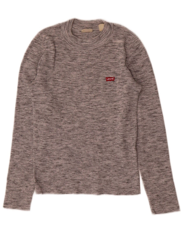 Maglione maglione a collo alto da donna Levi's UK 8 piccolo grigio screziato