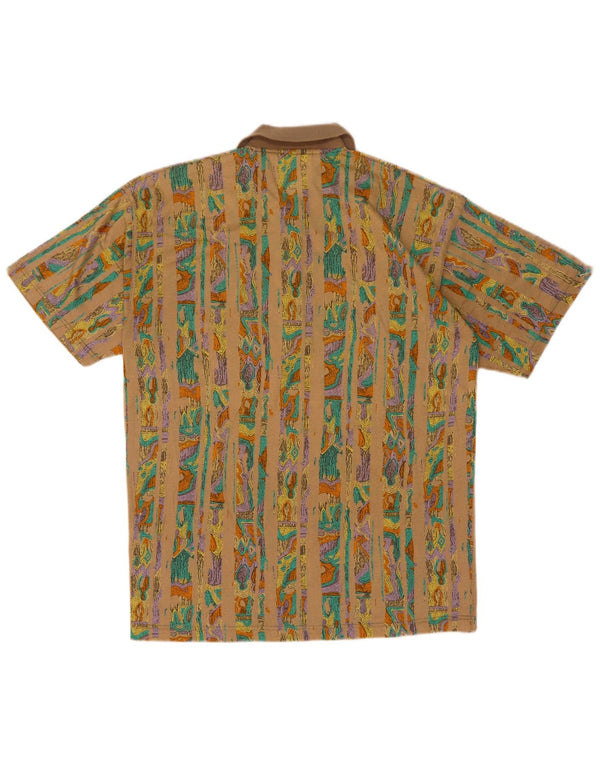 Polo da uomo Tobia System in cotone geometrico beige medio