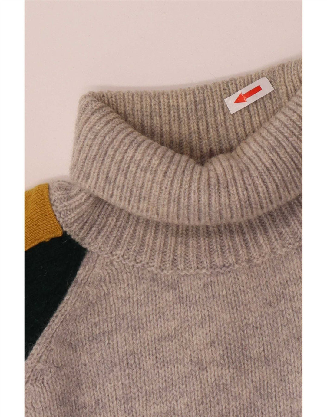 Maglione da uomo con collo alto grafico Sisley XL in lana color block grigio