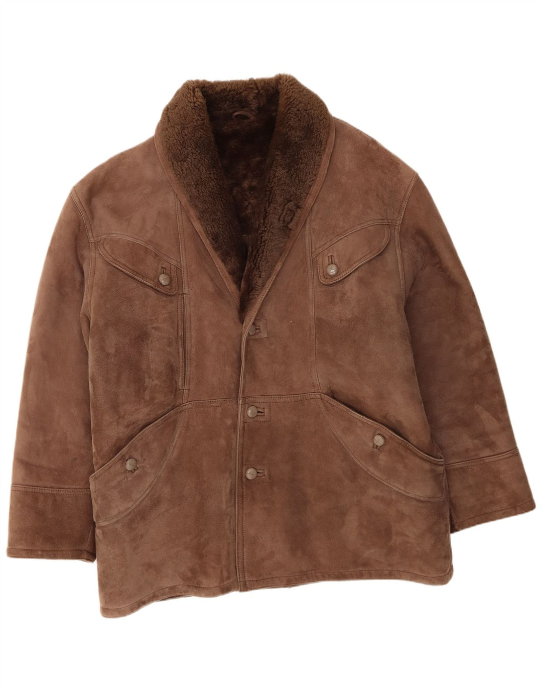 Giacca in shearling vintage da uomo IT 54 2XL Shearling marrone