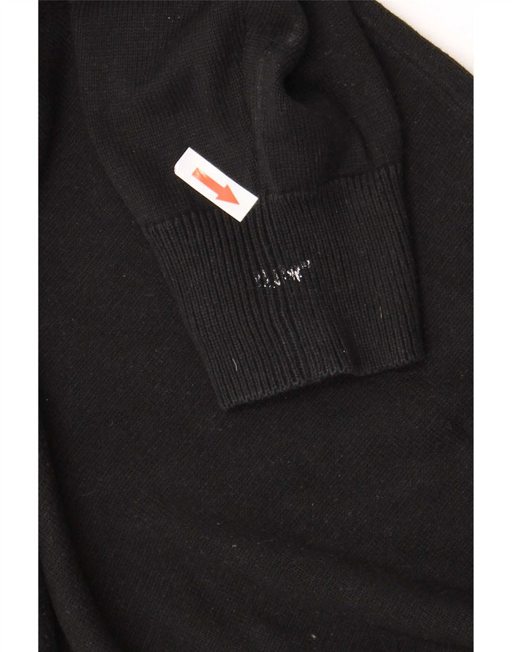 Lyle & Scott Maglione da uomo con zip e collo grande in cotone nero