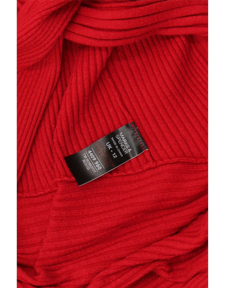 Maglione cardigan aperto da donna Marks & Spencer UK 12 rosso medio poliammide