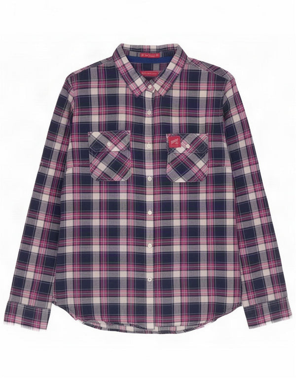Camicia da donna Superdry UK 14 Large Blue Check Cotton