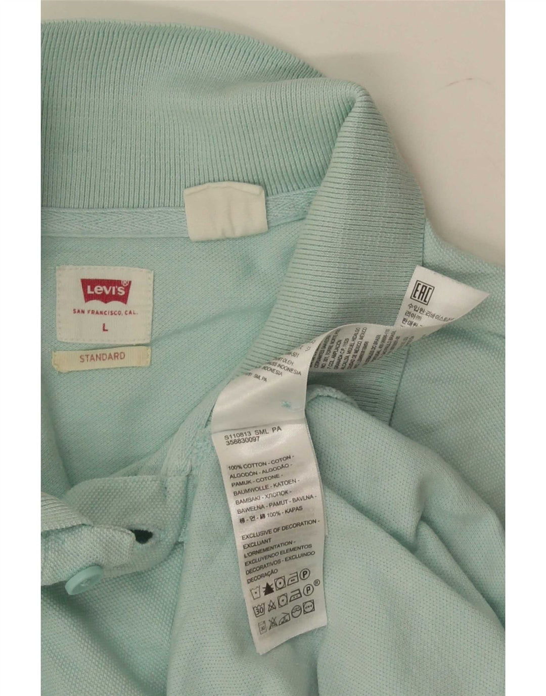 Polo Levi's da uomo standard grande in cotone turchese