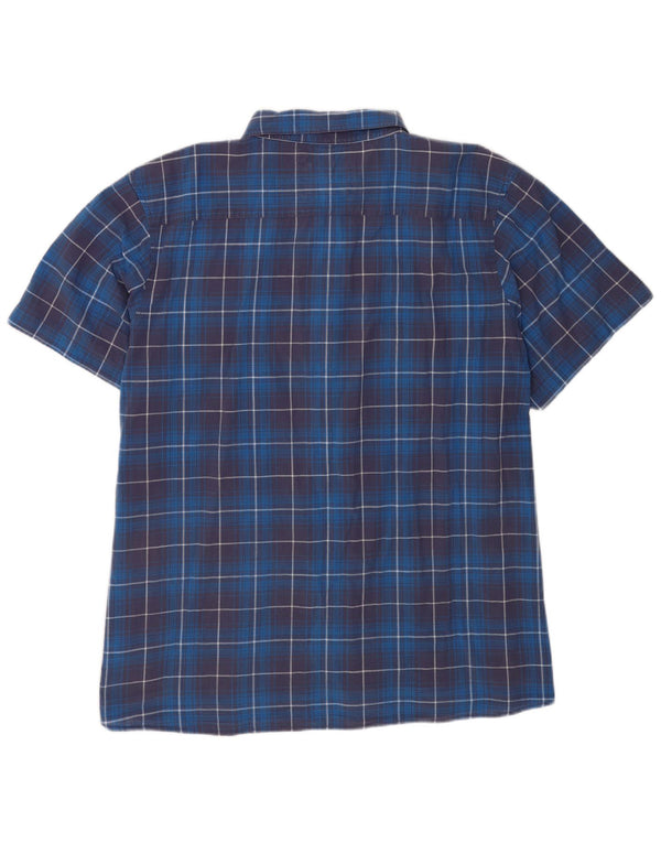 Camicia a maniche corte da uomo Weird Fish 5XL in cotone a quadri blu