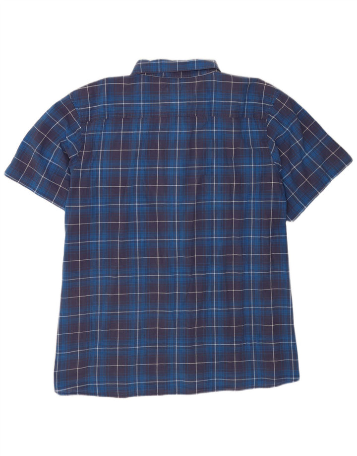 Camicia a maniche corte da uomo Weird Fish 5XL in cotone a quadri blu