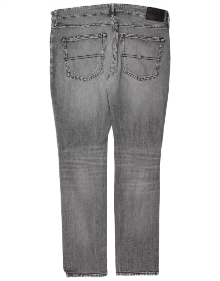 Jeans slim invecchiati da uomo Tommy Hilfiger W38 L34 cotone grigio