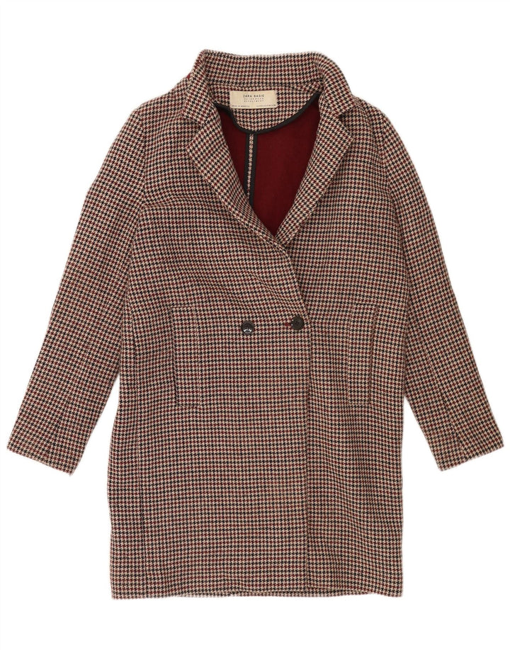 Cappotto doppiopetto oversize da donna Zara UK 10 piccolo pied de poule bordeaux