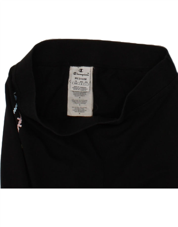 CHAMPION Womens Graphic Leggings UK 14 Medium Black Cotton Vintage Champion and Second-Hand Champion from Messina Hembry 