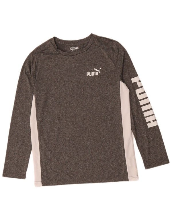 Puma Maglietta grafica da ragazzo a maniche lunghe 14-15 anni Large Grigio Colorblock