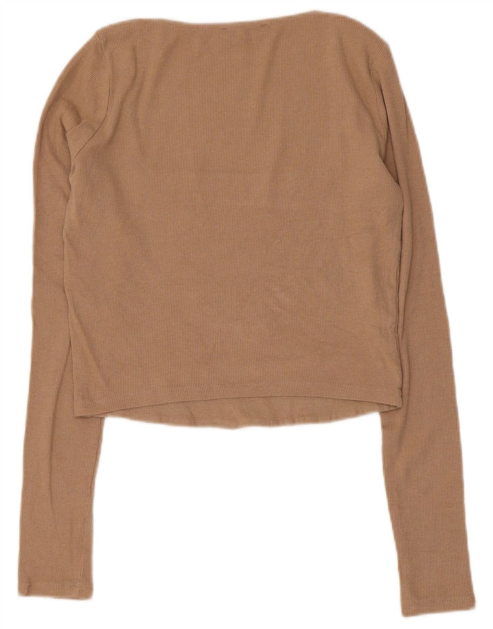 Top corto da donna Zara a maniche lunghe UK 14 grande cotone grigio