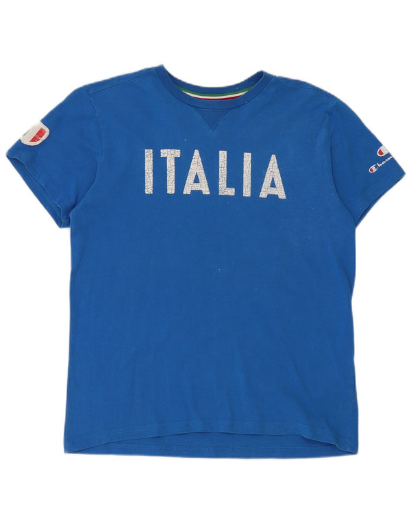 Maglietta grafica Champion Italia per ragazzi, 11-12 anni, grande, blu