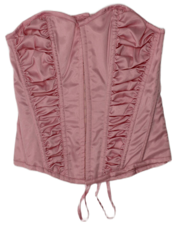 Ann Summers Womens Ruched Strapless Corset Top UK 12 Medium Pink Polyester