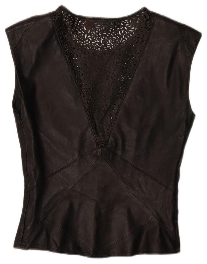 Camicetta in pelle da donna Ted Baker taglia superiore 1 XS nera