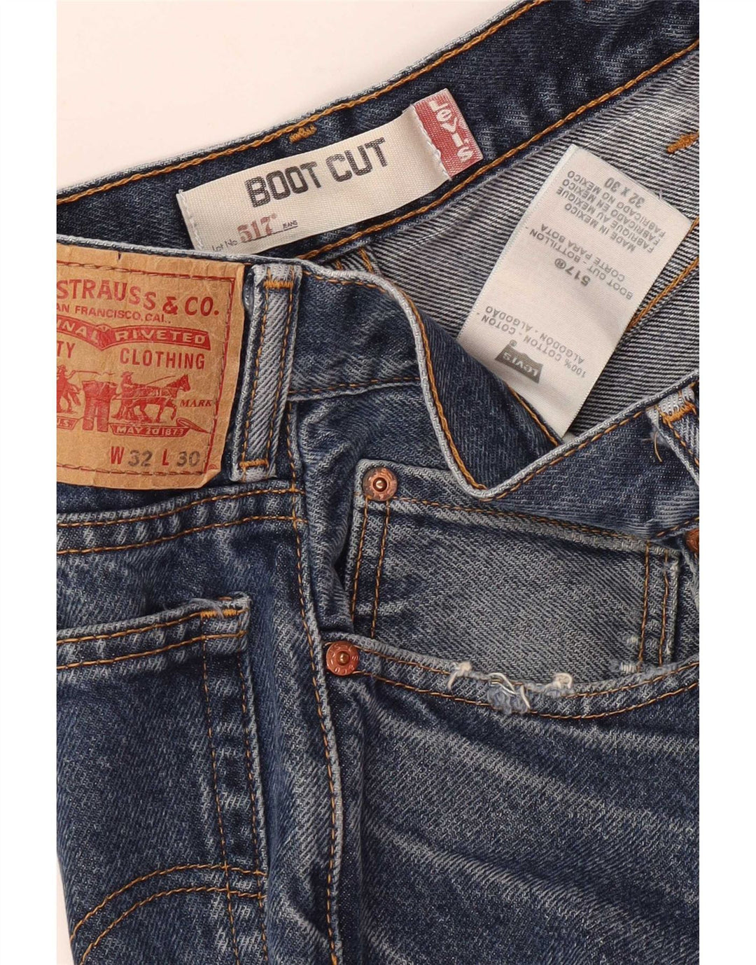 Levi's Uomo 517 Jeans Bootcut W32 L30 Cotone Blu