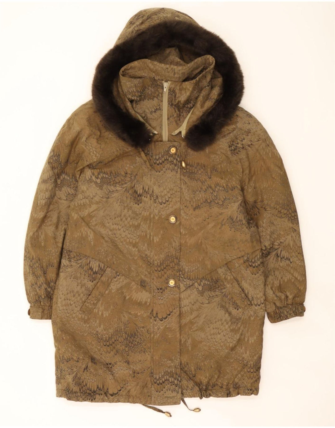 VINTAGE Womens Abstract Pattern Windbreaker Coat UK 12 Medium  Brown Vintage Vintage and Second-Hand Vintage from Messina Hembry 