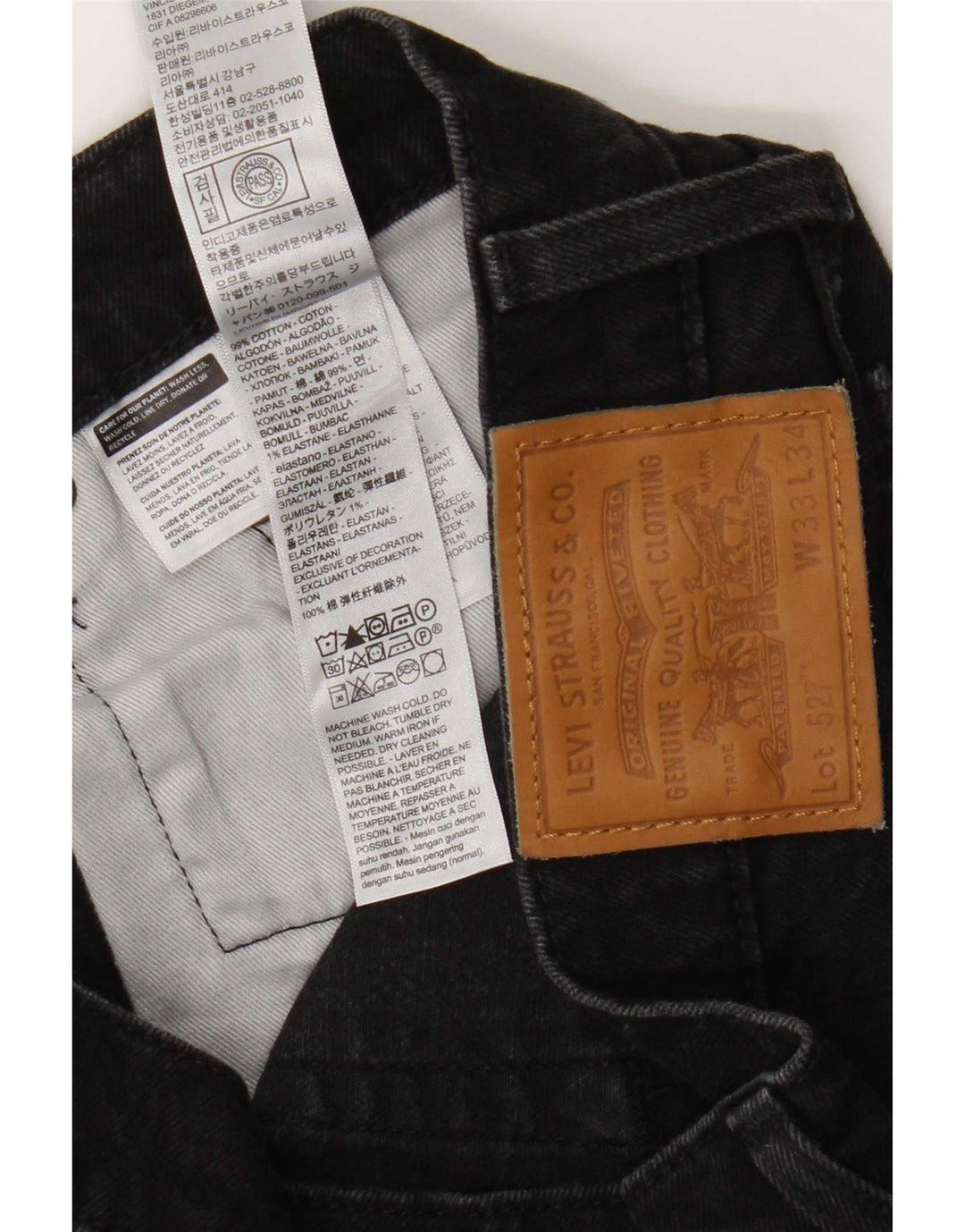 Levi's Uomo 527 Jeans Bootcut W33 L34 Cotone Nero