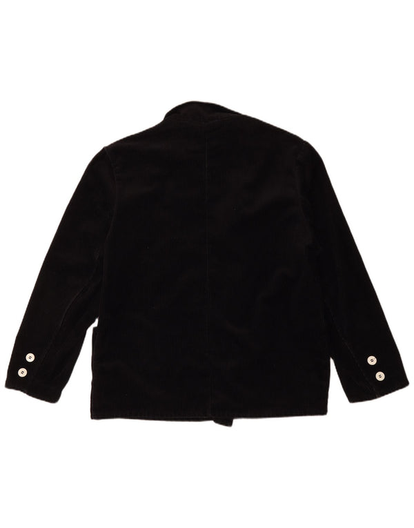 Giacca blazer vintage in velluto a coste doppio petto da uomo UK 40 grande nera