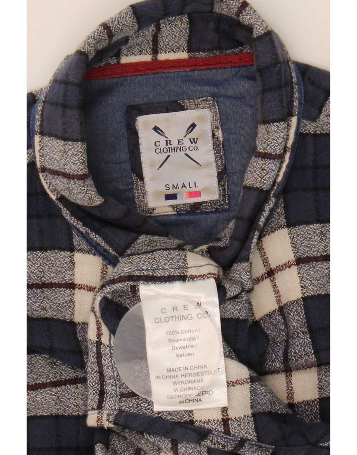 Crew Clothing Camicia da uomo in flanella piccola in cotone a quadri blu navy