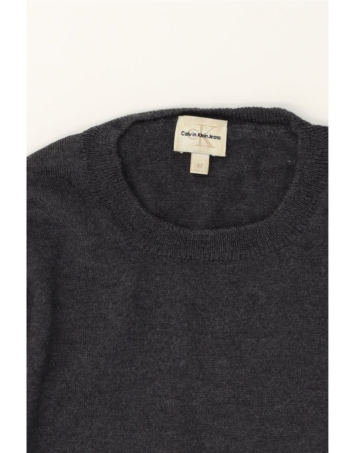 CALVIN KLEIN JEANS Womens Crew Neck Jumper Sweater UK 14 Medium Grey Vintage Calvin Klein Jeans and Second-Hand Calvin Klein Jeans from Messina Hembry 