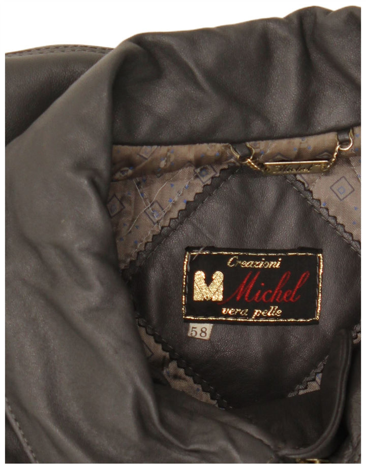 Giacca in pelle da uomo Michel IT 58 4XL Pelle grigia