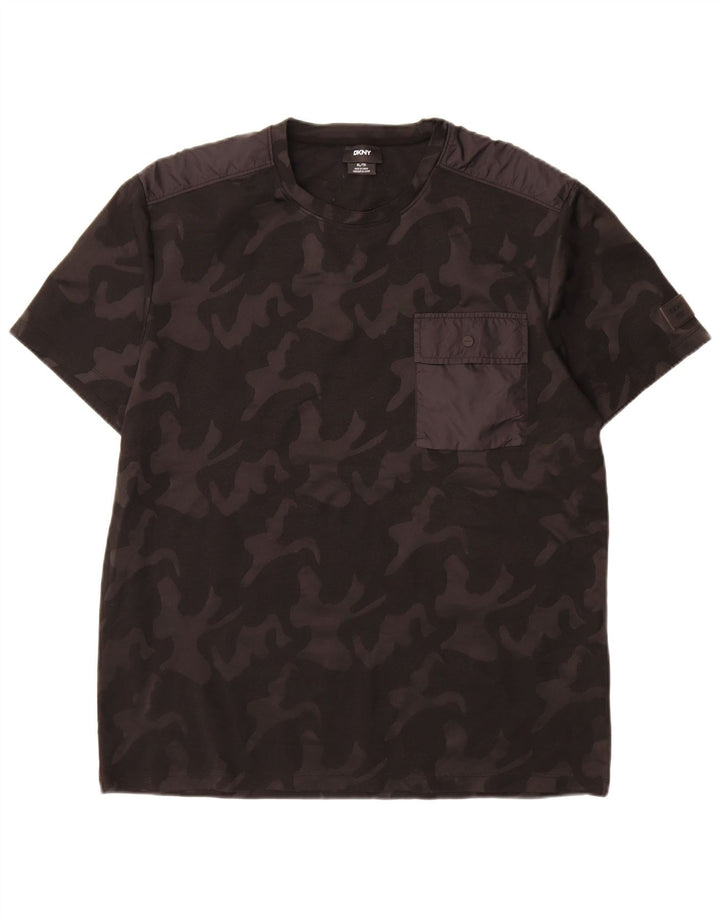 T-shirt da uomo DKNY Top XL poliestere mimetico nero